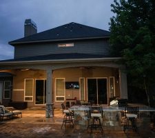 nicely lit outdoor seating area