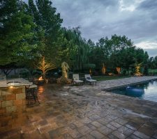 night lighting around pool installation