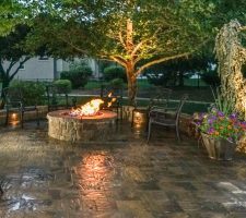 outdoor area feauturing the fire pit