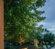 outdoor living area with granite countertops